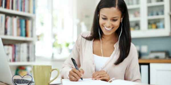 young woman working from home